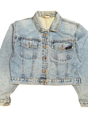 Vintage Jacob Lazer Faded Cropped Light Wash Denim Jacket